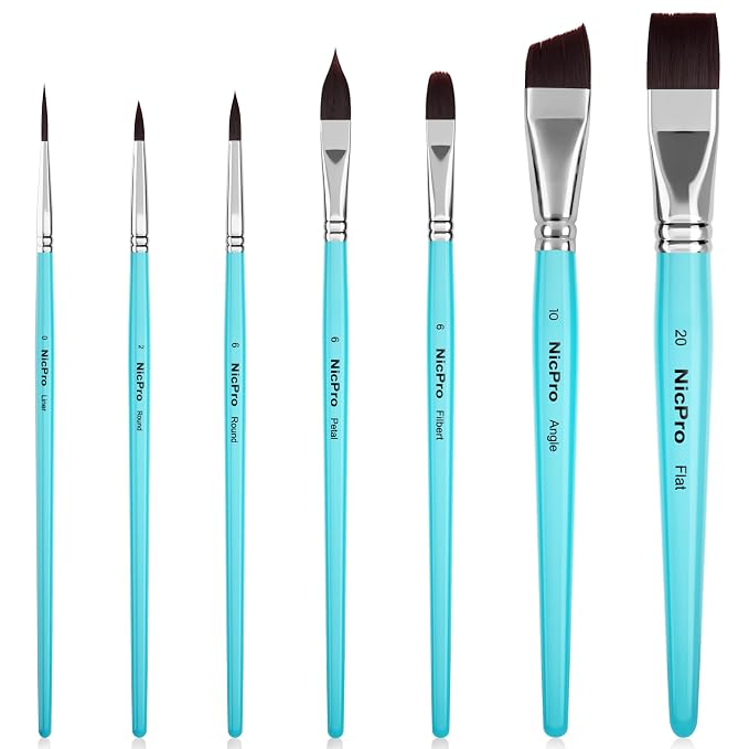Nicpro Face Paint Brush Set, 7PCS Face & Body Painting Brushes