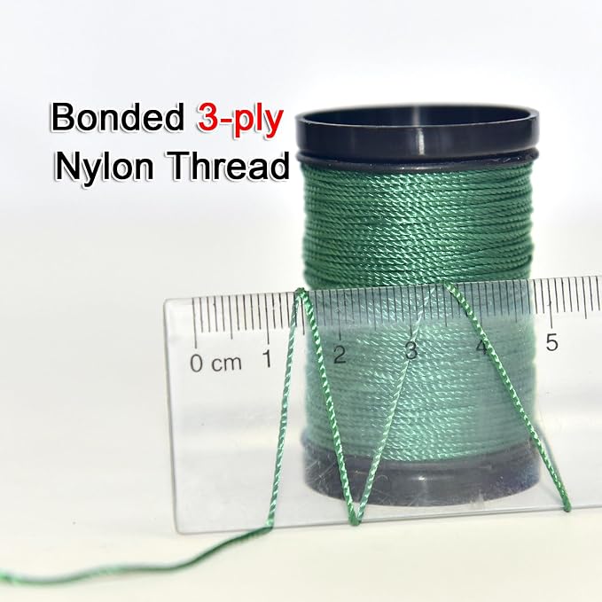 30 Yards Heavy Duty Extra Strong Upholstery Nylon Sewing Thread for Machine, Home, Hand, Craft, and Denim Leather，Color：Green
