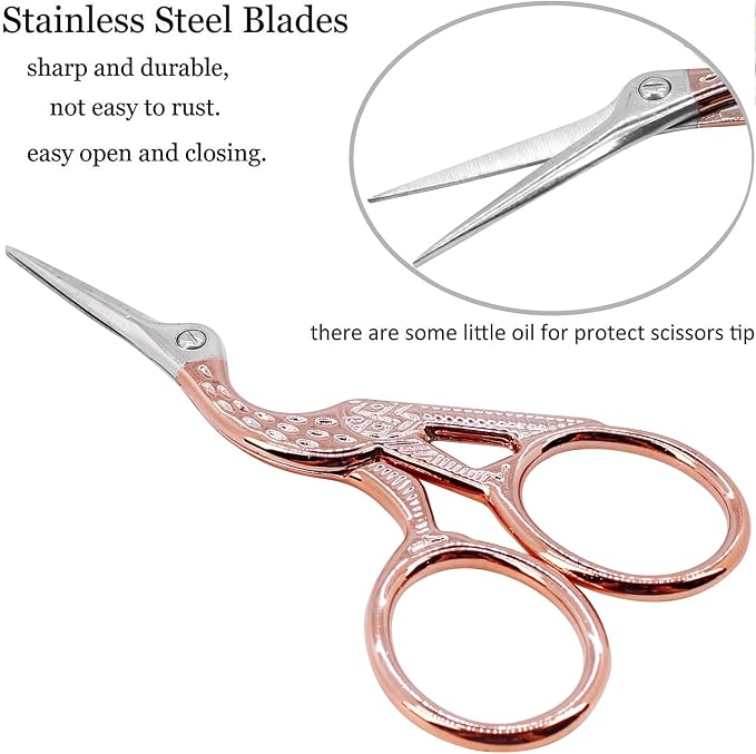BIHRTC 3.6 Inch Embroidery Scissors Small Precision Embroidery Scissors | Stainless Steel Crafting Shears for Needlework Threading Sewing Handcraft Crochet Artwork DIY Tools