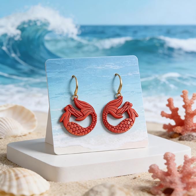 9 Pcs Summer Ocean Polymer Clay Cutters Set - Mermaid, Sea Turtle & Tropical Imprint Cutters for Polymer Clay Jewelry Making, Fit Gift for Ocean & Summer Lovers