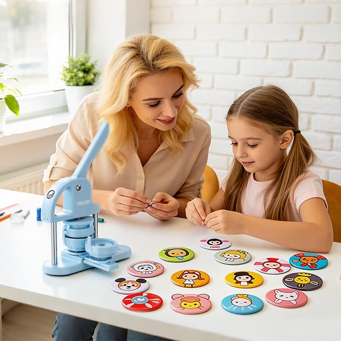 VEVOR Button Maker Supplies 50 Sets 3 in / 75 mm Magnet Button Parts, with Magnetic and Bottle Opener Backs, Metal Shells, Clear Mylar Films, and Blank Circle Papers, for Home DIY, Kitchen Decor