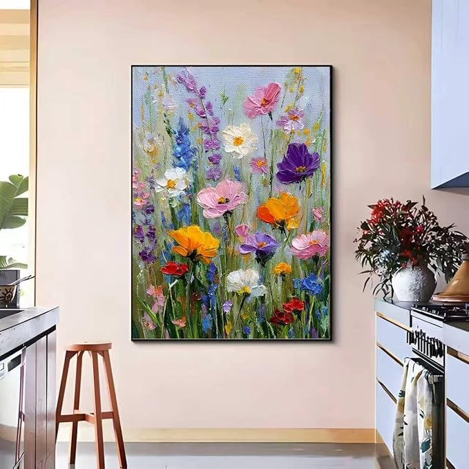 Wildflower Paint by Numbers Kit for Adults,Paint Canvas Wall Decor 16x20In | color by numbers for adults,Acrylic Watercolor Oil Colorful Home Decor