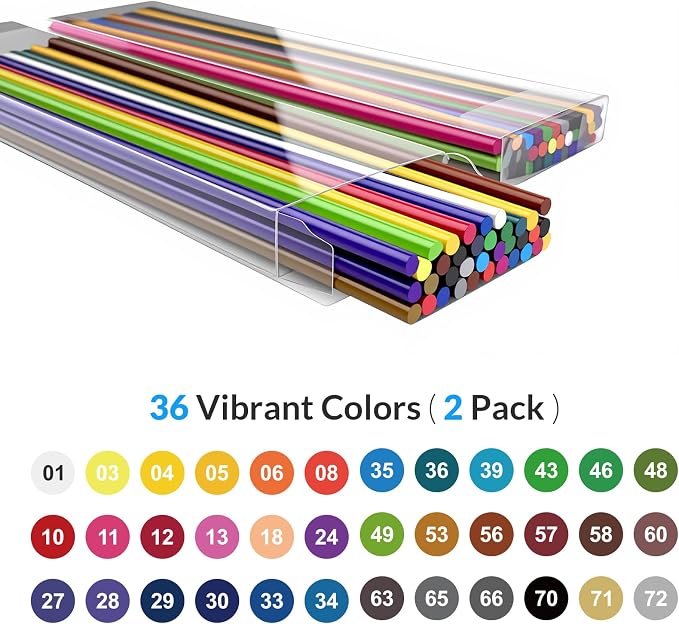 2.6MM Colored Mechanical Pencil Lead Refills, 36 Colors, 2 Pack