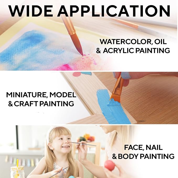 Acrylic Paint Brush Set of 16, Artist Paint Brushes for Acrylic Painting | Organizing Case, Spatula Palette Knife and Sponge Included, Ready for Watercolor and Oil, for Adults and for Beginners