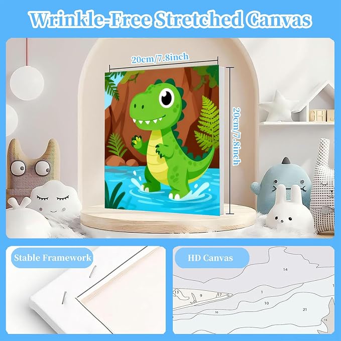 Arttoplus 4 Pack Paint by Numbers Kit for Kids with Frame Animals 8x8in | Animals Kids Paint by Numbers Ages 4-8-12 with Wooden Easel,Easy Cute DIY Acrylic Oil Painting by Number for Gift Home Decor