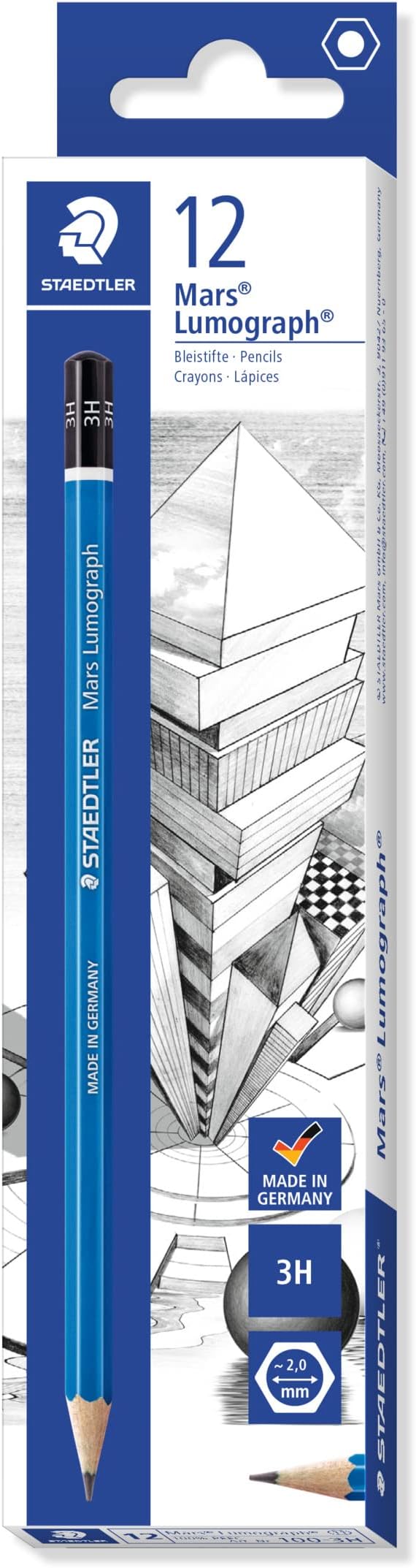 Staedtler Mars STD-100-3H Lumograph 3H Drawing Pencil 12 Pencils/Box