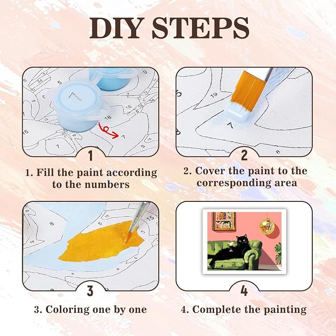 PHANTASYART Black Cat Paint by Numbers Kit for Adults 16x20inch | Paint by Number Adult, Funny Canvas Paint by Numbers for Adults, DIY Acrylic Adult Paint by Number Kits on Canvas