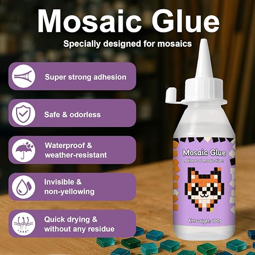 1DFAUL 200g Mosaic Tile Glue Clear, Mosaic Adhesive, Strong Bond, Fast Dry