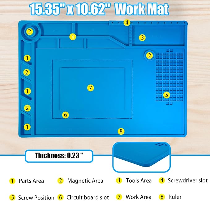 Kaisi Soldering Mat,15.35" x 10.6" Inch Heat Resistant Silicone Work Mat
