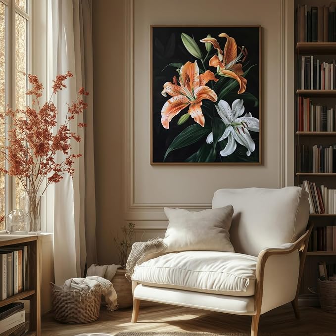 Diamond Art Kits for Adults, Featuring Flowers 5D Diamond Painting Kits | 5D DIY Paint By Diamonds,Full Drill Round Diamond Dot Gem Art Painting, Home Wall Art Decor, 11.8X15.7 inch