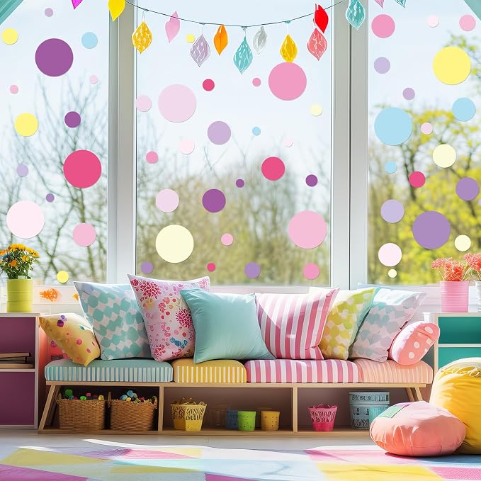 Zonon 264 Pcs Polka Dot Wall Decals for Kids, Circle Peel and Stick