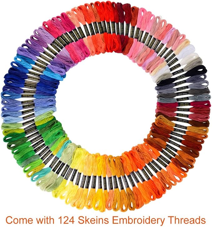 Paxcoo 124 Skeins Embroidery Floss Cross Stitch Thread with Needles