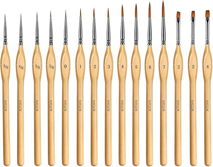 Miniature Paint Brushes, 15PCS Model Brushes Detail Paint Brush Set, Fine Detailing for Watercolor, Oil, Face, Acrylic, Nail, Line Drawing, Scale Model Painting