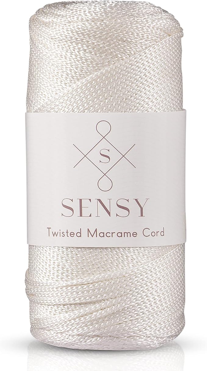 Sensy Premium 2mm 251 Yards Polyester Rope 100% Polypropylene Cord Macrame Cord 2mm Crochet Bag Cord Macrame Rope Crochet Thread Gift for Knitter (Ecru)