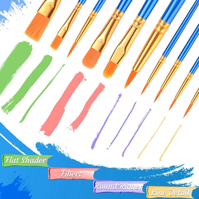 AROIC Paint Brush Palette Set,24 Pack/240Pcs Brushes and 24 Tray Palettes