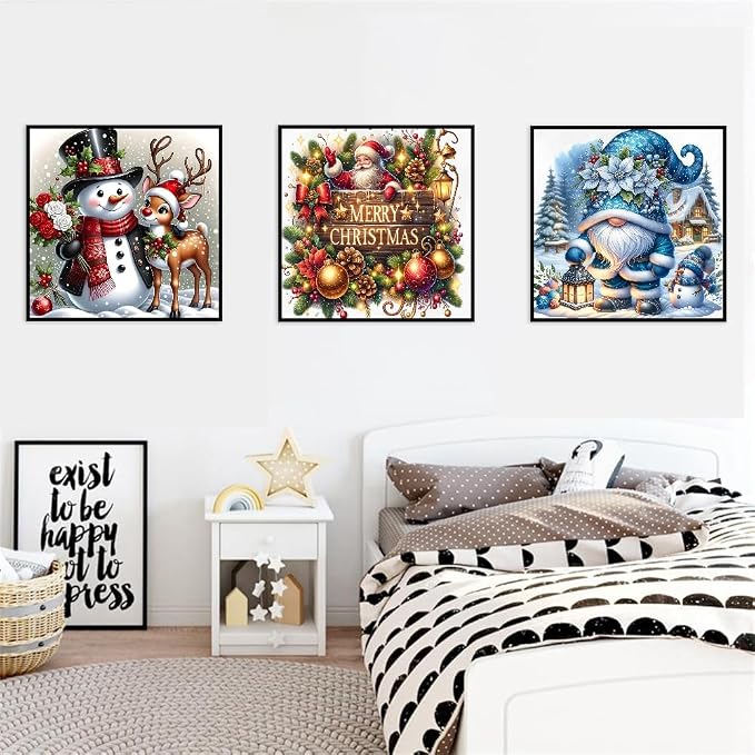 NEGEKFKX 6 Pack Christmas Paint by Numbers Kit for Adults Beginner,Winter Easy Adult Paint by Number Kits on Canvas DIY Painting for Beginners Art by Numbers for Home Wall Decor 10x10 Inch