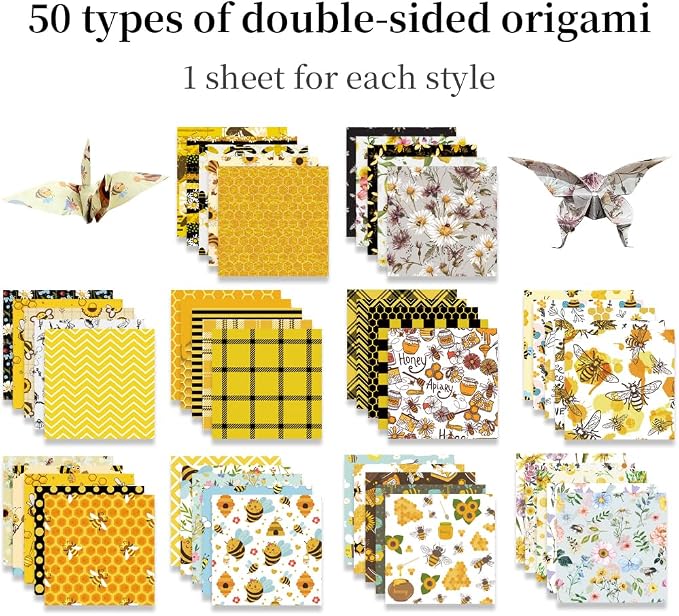 6x6" Origami Paper,50Sheets Double Sided Colored Paper,Square Craft Paper