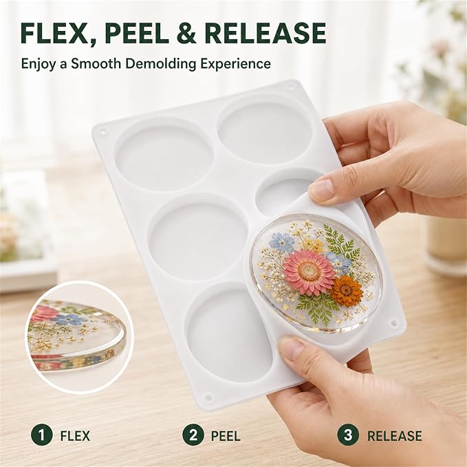 2 Pack Coaster Molds for Epoxy Resin, Round and Octagon Silicone Molds | 12 Cavities Deep Resin Coaster Molds for Flower Bouquet Preservation, DIY Art Crafts & Home Decor