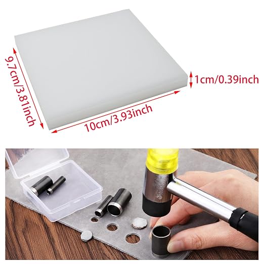 Yayatty 16 PCS Leather Hole Punch Set, 15 PCS Round Shape Leather Punch Cutter Tool with Perforated Matting, Leather Punch Tool for Leather Craft