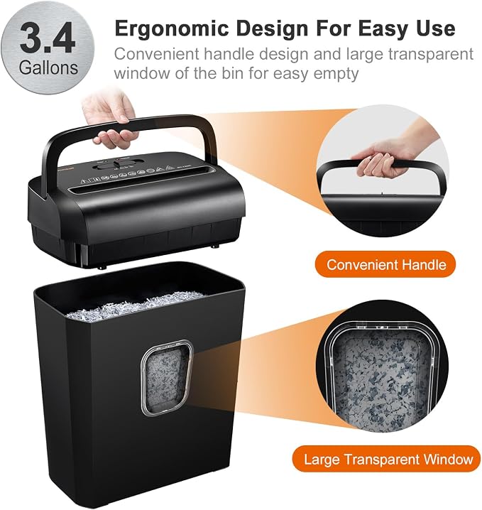 Bonsaii 6-Sheet Micro Cut Paper Shredder for Home, High Security Level P-4 | Small Office Use, Shreds Credit Cards, Staples & Paper Clips, 3.4 Gal Transparent Window Wastebasket, Black, C234-A