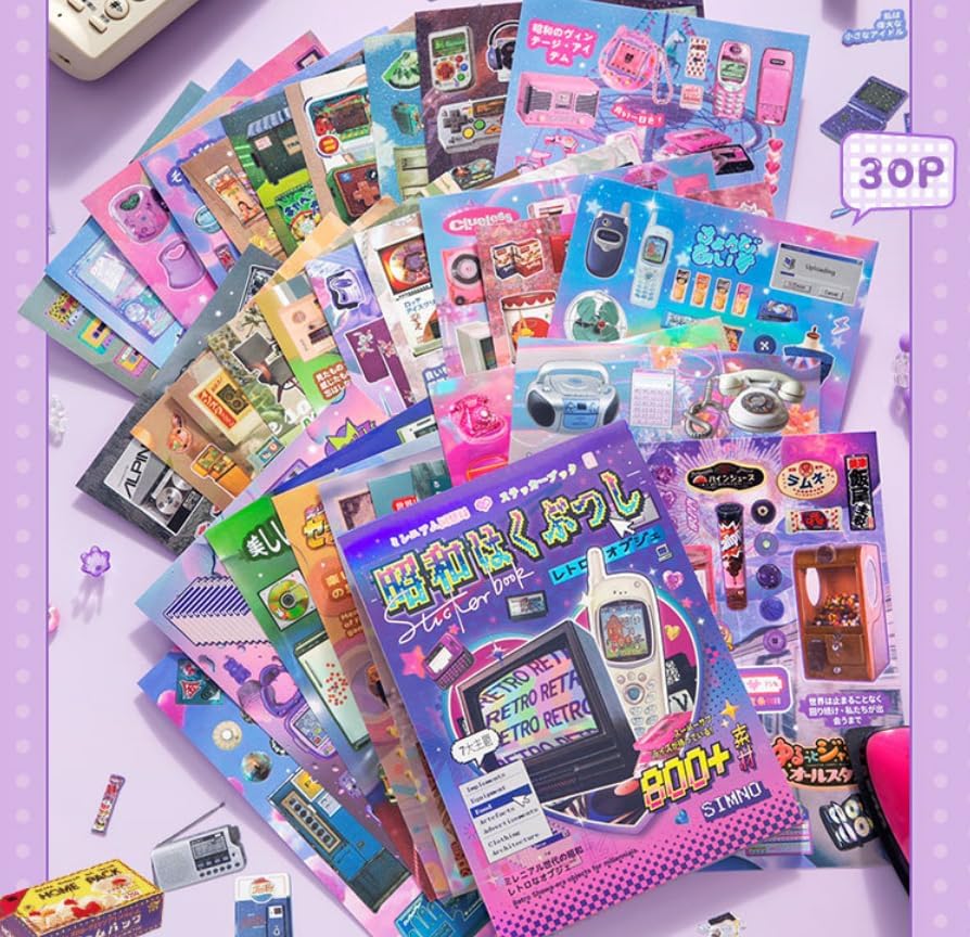 Girl's Japanese Retro Sticker Book, Y2K Theme - 800+ Cute Old Showa Style Old Items Stickers, for DIY Scrapbooking Journaling Handbook Decoration