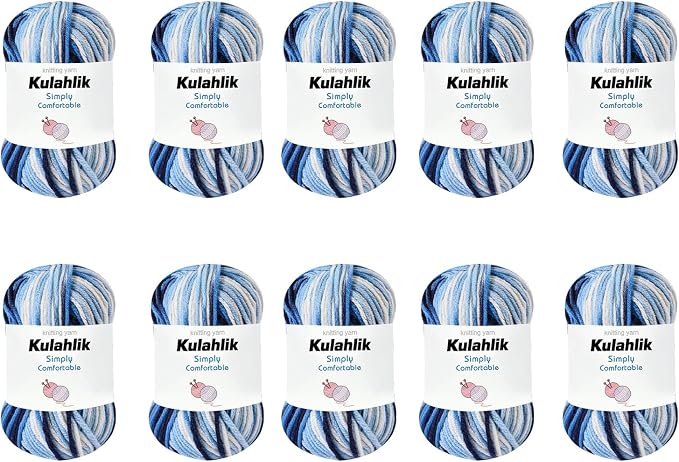 500g(10x50g) Acrylic Yarn for Crocheting and Knitting, Colorful Gradient Yarn Thread, 10 Rolls Skeins, Multicolor Hilo Acrílico, Perfect for DIY Crafts Project