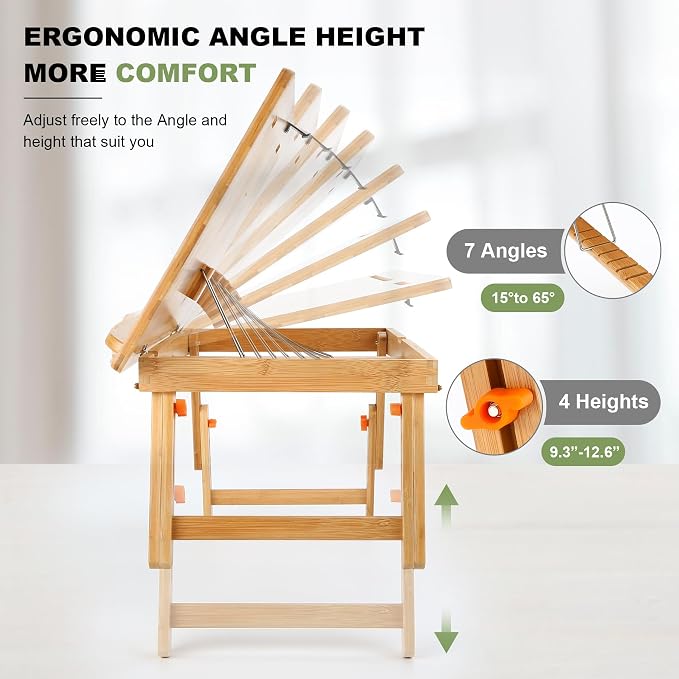 Nnewvante Foldable Lap Easel for Painting with Adjustable Height & Angle