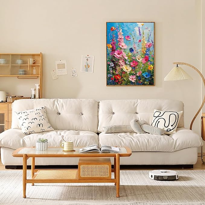 Hutarosl Flowers Paint by Numbers with Frame for Adults - with Wooden Easel,Adult Paint by Number,Flowers Canvas Paint by Numbers for Adults,Gifts and Home Decor 12x16inch