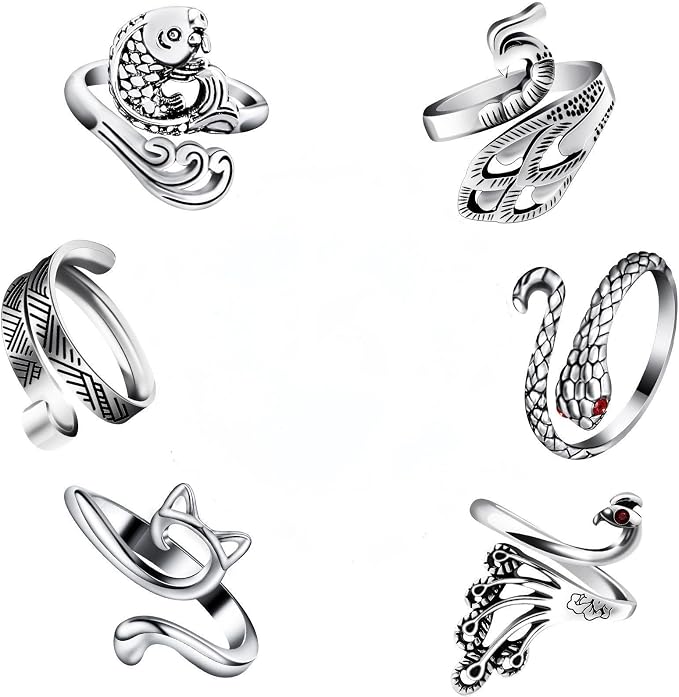 6Pcs Knitting Crochet Tension Ring for Fingers with Box | Metal Open Crochet Ring, Adjusts for Finger Tension, Speeds Up Braided Knitting Work, Ideal Gifts for Mom Grandma Crocheters