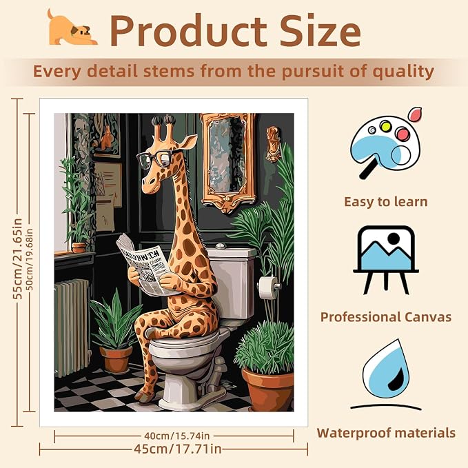 Reivworl Giraffe Paint by Numbers Kit for Adults Beginner 16×20 inch