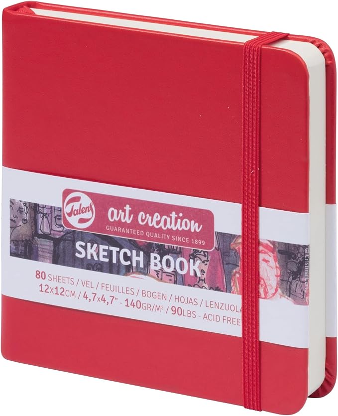 Talens Art Creation Sketchbook, Red, 80 Sheets, 4.7 x 4.7 in