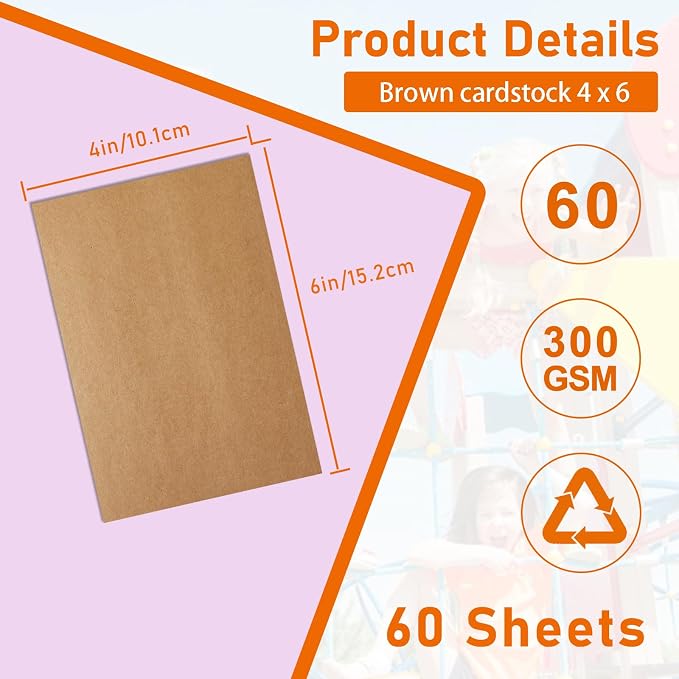 Guakicae 60 Sheets Brown Flat Cardstock 4 x 6 Thick Paper 110lb