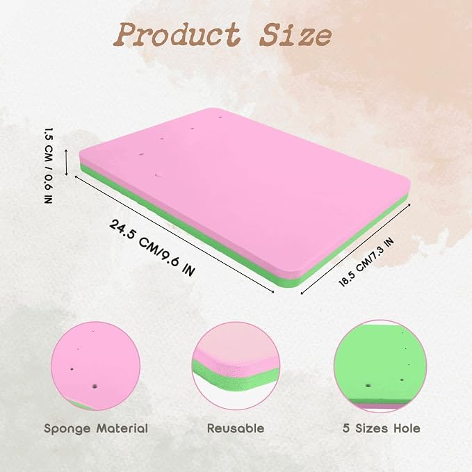 Fondant Foam Pad with 5 Holes - Silicone Mat for Cake Decorating, Rolling Pin & Clay Tools, Perfect for Fondant, Gum and Air Dry Clay Crafts