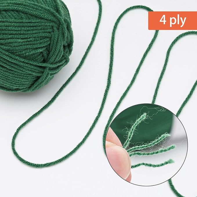 NICEEC 300g Soft Assorted Colors Yarn 100% Acrylic 870yds -Green Series