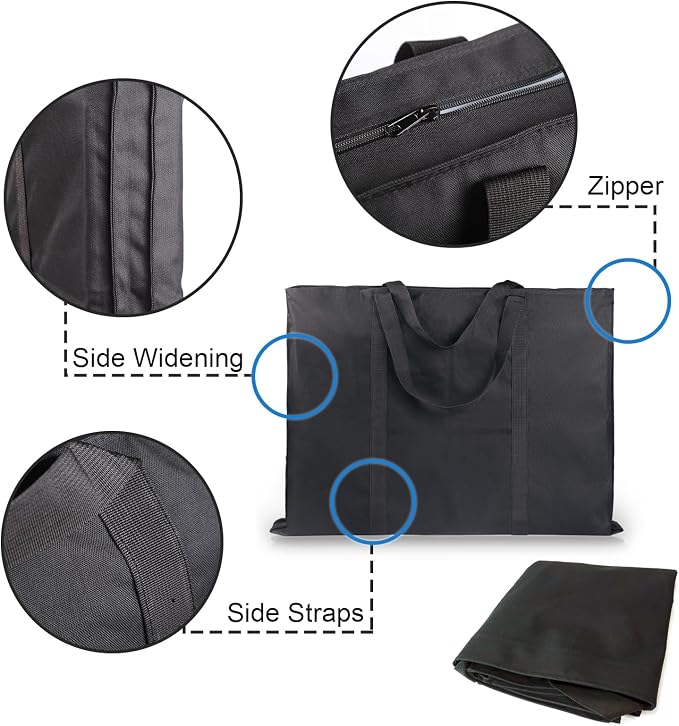 JJRING Dacron Art Portfolio Tote Bag 22'' x 28.5'' For 20'' x 26'' Black