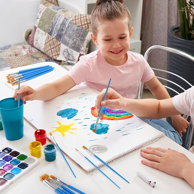 Halobios Paint Brushes Set for Acrylic Painting, 30 Pcs Art Paint Brush Flat Acrylic Painting Brush, Nylon Paint Brushes for Kids Adults Oil Watercolor Rock Painting Body Face Nail Art