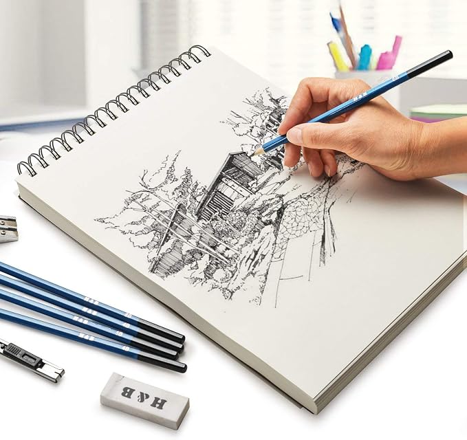 AGPtEK Sketch Book 9 X 12, Art Drawing Pad, 100 Sheets, 2 Pack | 60lb/100g, Sketchbook, Sketch Pads for Drawing