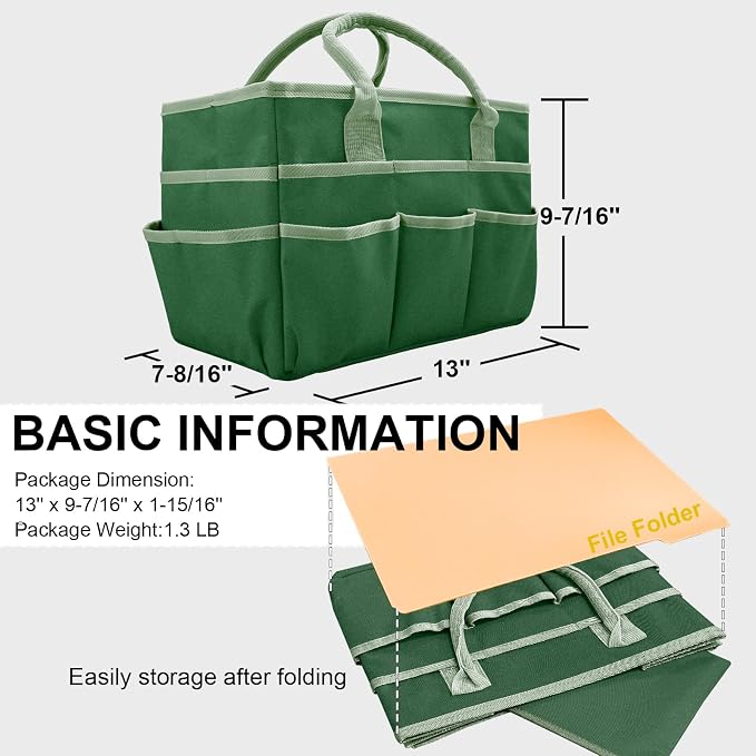 Cupohus Craft Organizer Bag, Green Art Supply Tote with Multiple Pockets