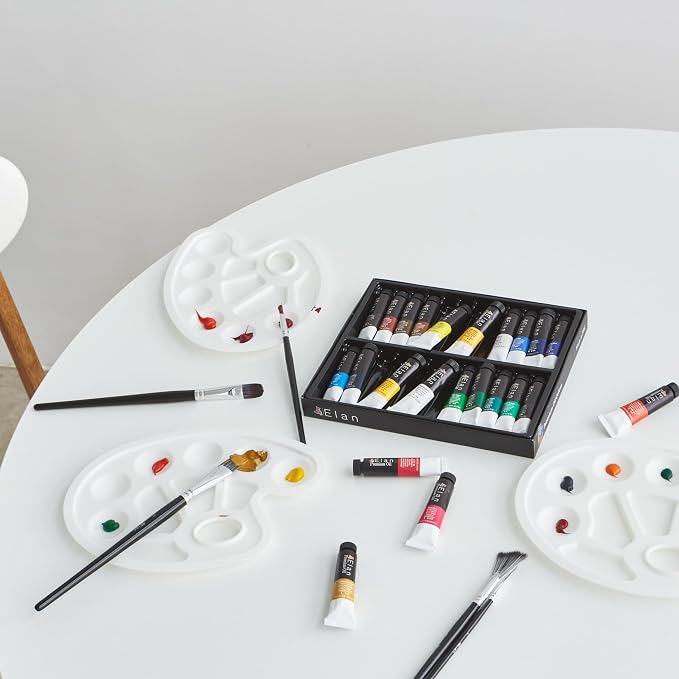 Elan Professional Oil Paint Set, 24 Vibrant Colors Mini Tubes 0.4fl oz, Oil Paints for Canvas Painting, Art Paints for Adults & Artists | Highly Pigmented Oil Paints for Canvas, Smooth Application, Glossy and Rich Finish