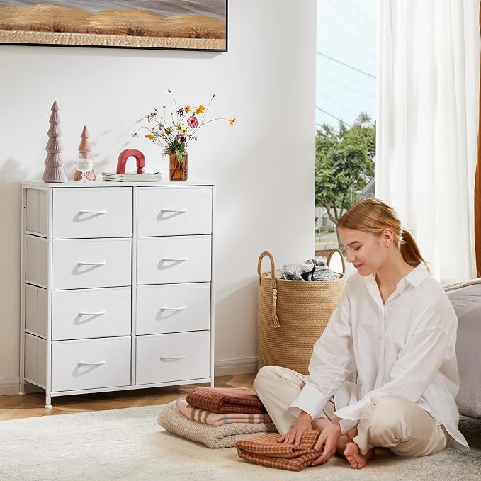 OLIXIS 8 Drawer Storage Dresser for Bedroom, White Closet Organizers Units