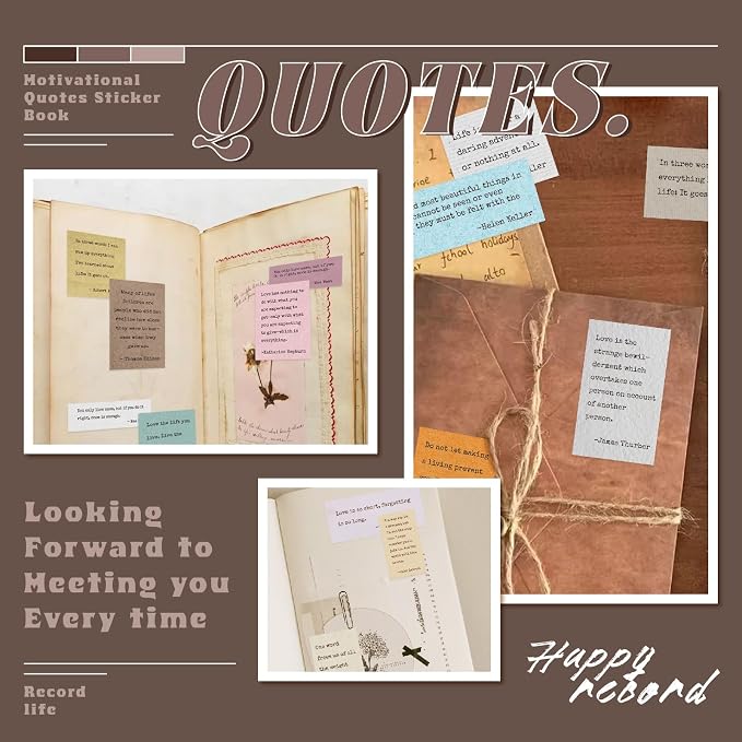 Bomichi Scrapbook Supplies - 24 Sheets 246 Pcs Word Quote Stickers, Junk Journal Supplies for Scrapbooking, Bullet Journal, DIY Craft Card Making
