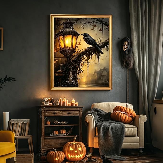 PHANTASYART Gothic Paint by Numbers Kit for Adults 16x20inch | Crow Paint by Number Adult, Raven Canvas Paint by Numbers for Adults, DIY Acrylic Painting Kit, Dark Academia Wall Art