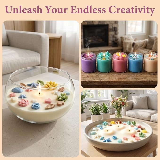 BISWYLBLJ 5 lbs Natural Soy Candle Wax for Candle Making | Soy Wax Flakes with Cotton Wick Dyes Molds,Complete Candle Making Kit Supplies for Adults,Perfect for Handmade DIY Gifts