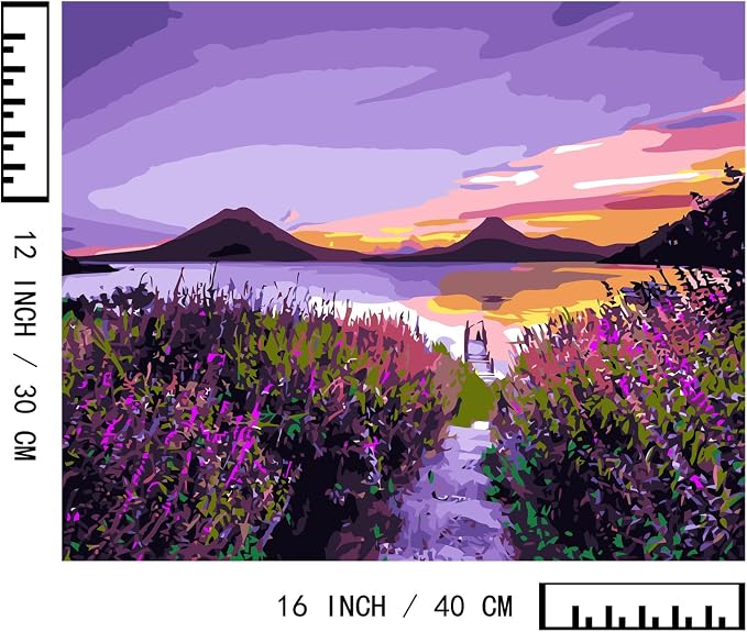 BAISITE Paint by Numbers Kit for Adults Beginners,12" Wx16 L 2 Pack Canvas for Painting Kits for Adults in Colorful Box-PBN271-272