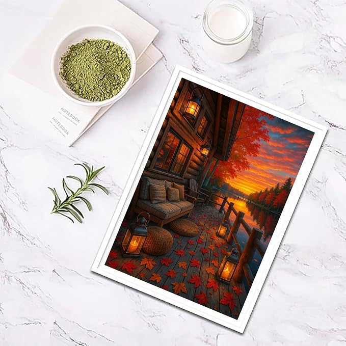 Fall Landscape Diamond Art Kits for Adults,Autumn Scenery Diamond Painting