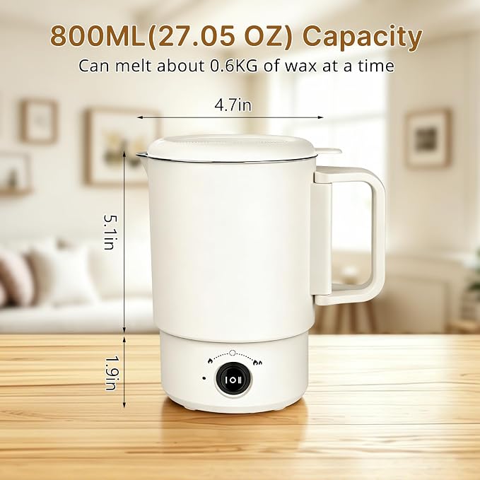 Electric Wax Melting Pot for Candle Making with Pour Spout for Beginners | Wax Pot for Candle Making,800ML Wax Warmer Suitable for Parent-child DIY Adults Works with Various Wax Materials