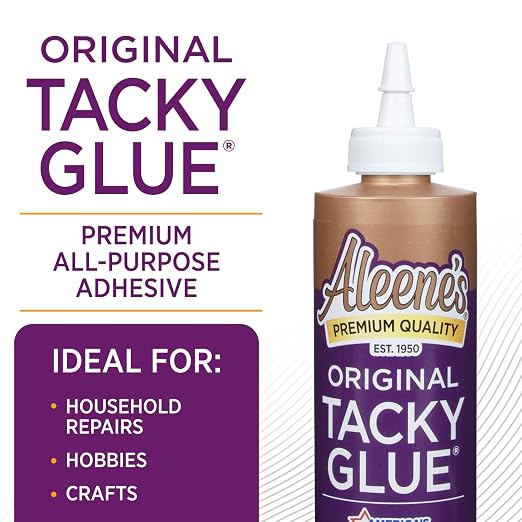 Aleene's All Purpose Tacky Glue, 8-Ounce, Clear (15599) | All-Purpose Craft Adhesive, Strong Clear-Drying Glue for Wood, Paper, Ceramic, & DIY Projects