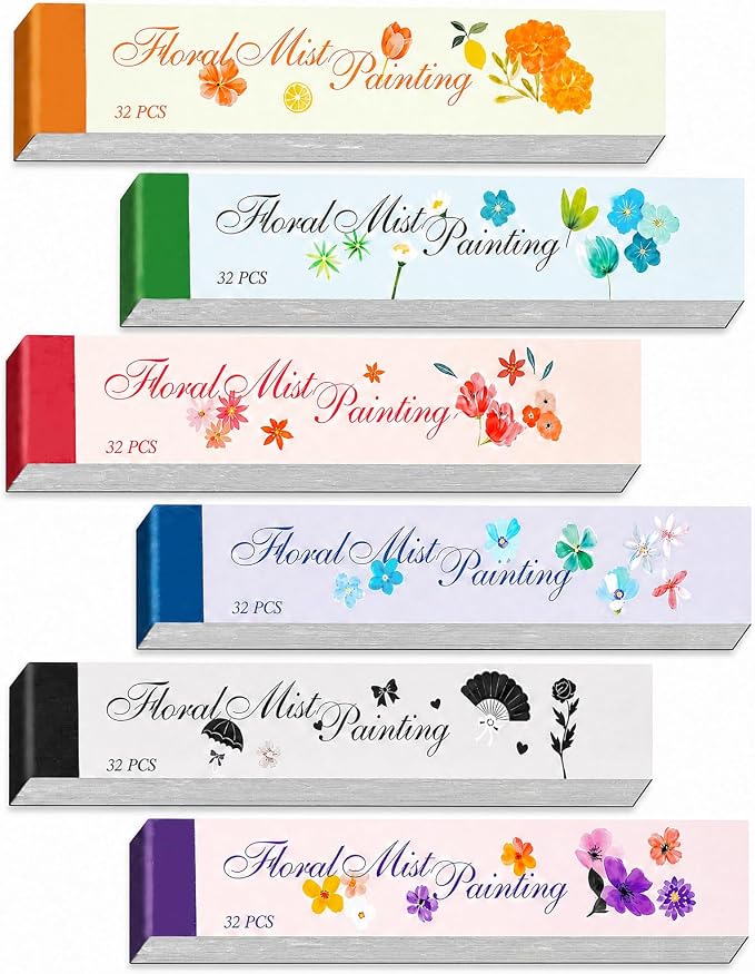 Aromoty Slim 192Pcs Washi Stickers Book Kit, 6 Sets Flowers
