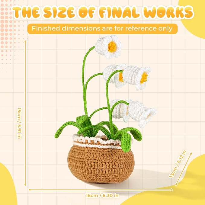 Crochet Kit for Beginners, Crochet Plant Kit,Knitting Kit (Bell Orchid)