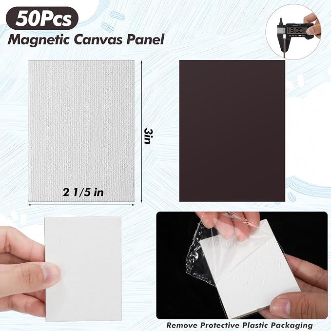 Engrowtic 50 Pcs Magnetic Painting Canvas Panels, 2 1/5 x 3 in, Rectangle